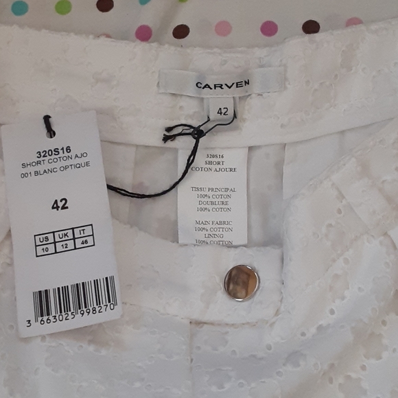 CRAVEN WHITE EYELET SHORTS, SIZE 10 RETAILS $430 - Picture 4 of 5